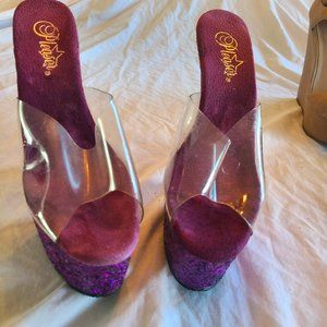 Purple sparkle Pleaser Size 8   8 inch heel  only worn inside